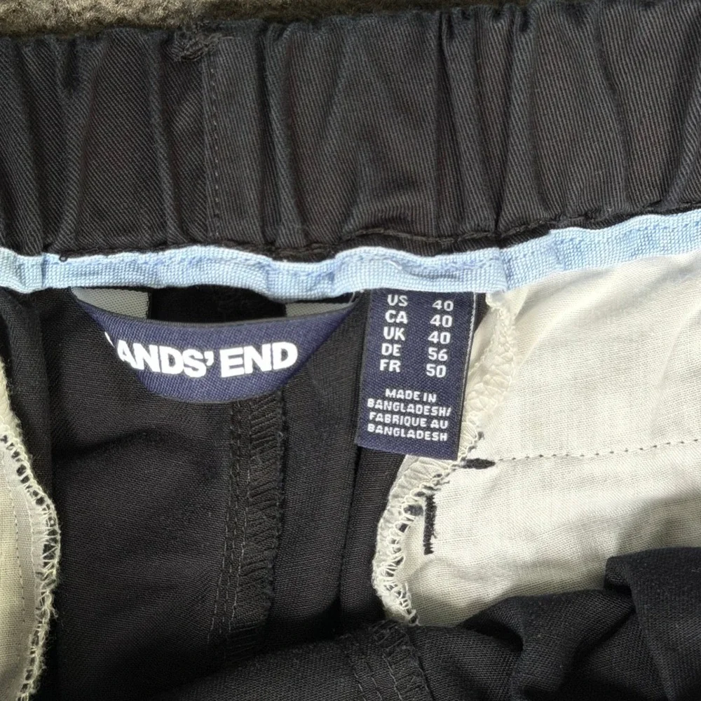 Lands End Mens Navy Blue Elastic Waist Chino Pants Straight Leg Size 40 3088
